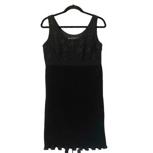 Marianna black dress, high waisted with black beads